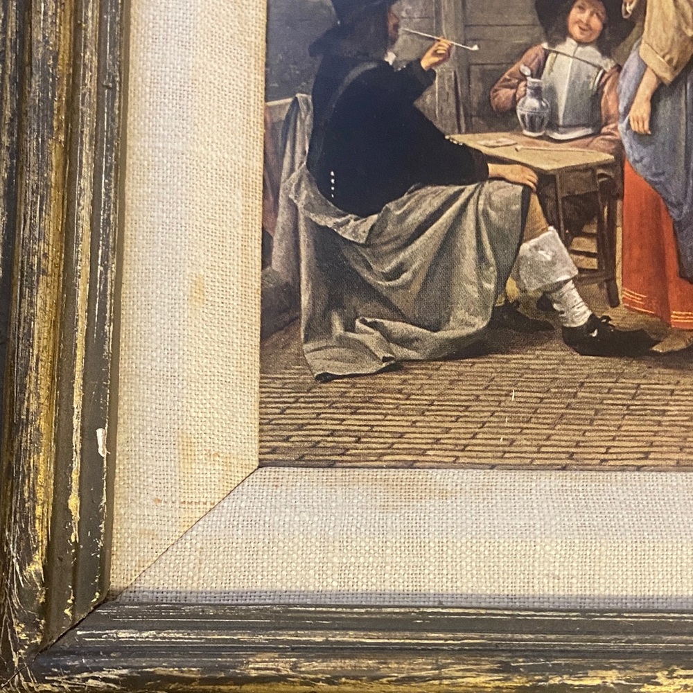 1950s After Pieter De Hooch, "A Dutch Courtyard" Full-Color framed - Picture 7 of 13